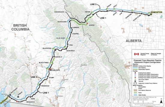 앨버타에서 벤쿠버 항(버나비)까지 연결되는 TM과 TMX 파이프라인 개요 . 하나증권