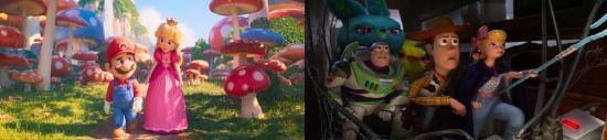 왼쪽부터 영화 '슈퍼 마리오 브라더스' 스틸 컷, 영화 '토이 스토리 4' 스틸 컷.