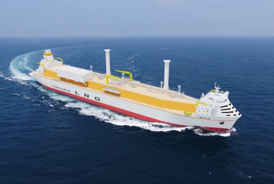 한화오션이 개발한 암모니아 가스터빈 추진 액화천연가스(LNG) 운반선 조감도. 한화오션