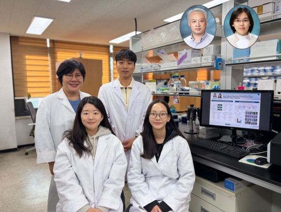 (뒷줄 왼쪽부터)KAIST 임미희 교수, 전남대 김민근 교수, KAIST 이지민·나찬주 학생, (상단 왼쪽부터) 한국생명공학연구원 이철호·김경심 박사. KAIST 제공