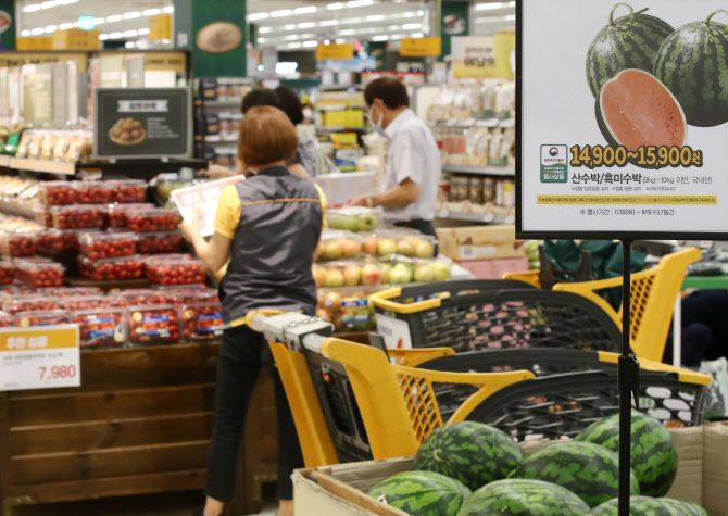 지난달 30일 서울의 한 대형마트에서 고객들이 장을 보고 있다. 연합뉴스 제공