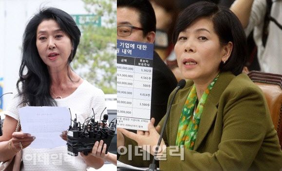 배우 김부선(왼쪽), 최민희 더불어민주당 전 의원. 사진=이데일리