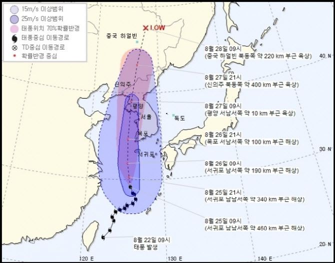 제8호 태풍 ‘바비’ 이동경로 (사진=기상청 제공)