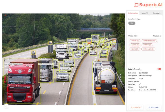 ▲슈퍼브에이아이, 오토라벨링 자율주행 분야 활용 예시