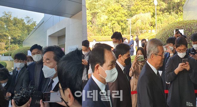 왼쪽부터 이낙연 더불어민주당 대표, 김종인 국민의힘 비상대책위원장이 고(故) 이건희 회장의 장례식장을 찾았다. (사진=배진솔기자)