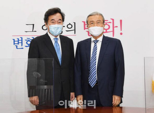 이낙연 더불어민주당 대표, 김종인 국민의힘 비상대책위원장 모습. [사진=이데일리 방인권 기자]