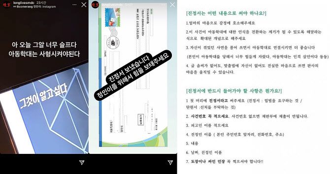 사이먼 도미닉 정인이 사건 진정서 제출. 정인이 사건 진정서 작성법. (사진=사이먼 도미닉 인스타그램, 온라인 커뮤니티)