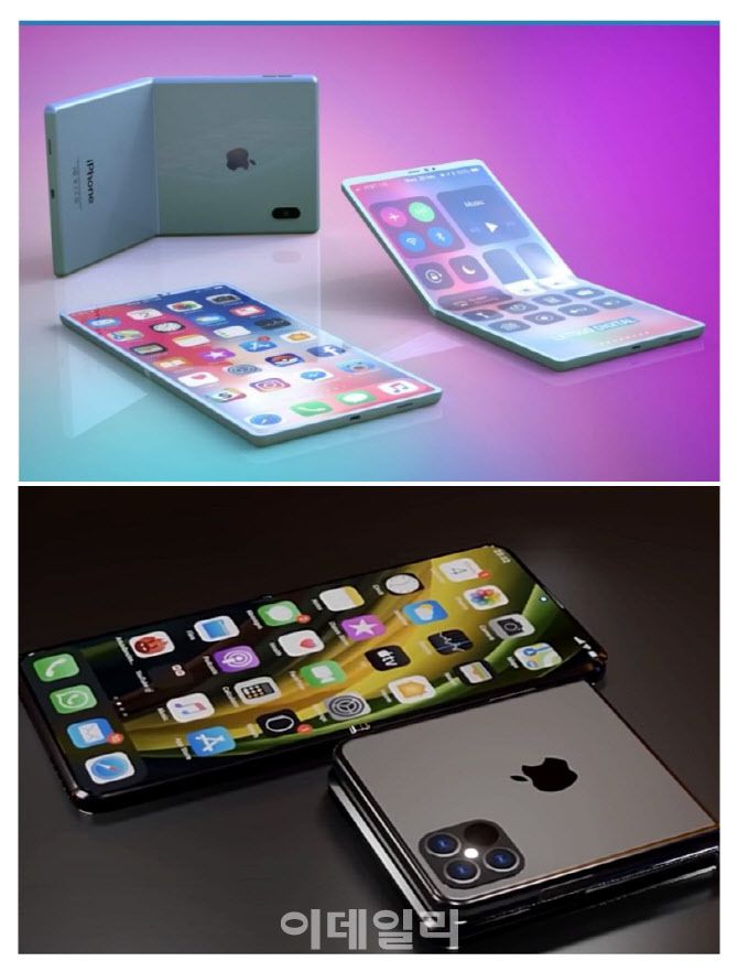 애플이 개발 중인 폴더블폰 랜더링 이미지. (사진= 레츠고디지털, 프론트페이지테크)