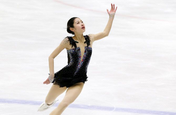 26일 의정부실내빙상장에서 열린 제75회 전국남녀 피겨스케이팅 종합선수권대회 여자 시니어 프리스케이팅에서 이해인이 연기를 펼치고 있다. 사진=연합뉴스