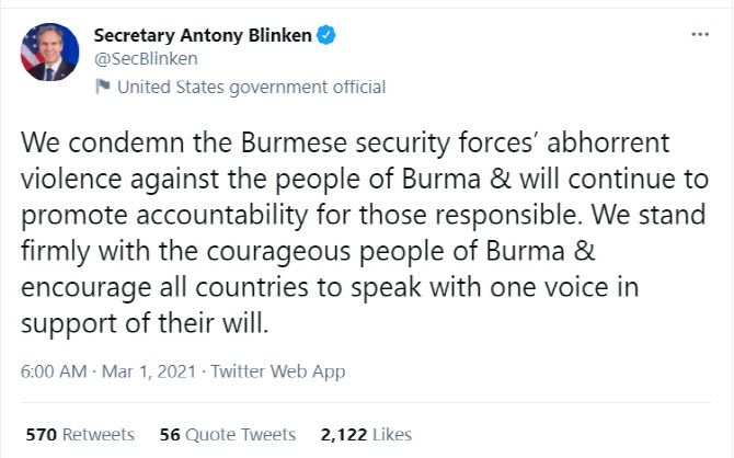 (사진=토니 블링컨 미국 국무부 장관 트위터 캡쳐)