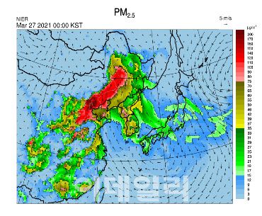 한반도 대기질 예측모델결과(이미지=에어코리아 제공)