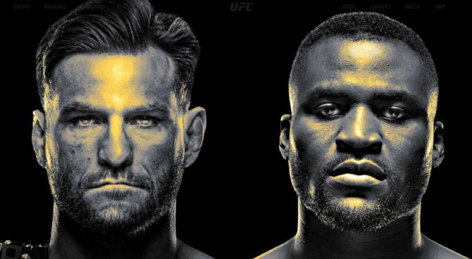 UFC 헤비급 타이틀을 걸고 3년 2개월 만에 재대결을 벌인 챔피언 스티페 미오치치(왼쪽)와 도전자 프란시스 은가누. 사진=UFC