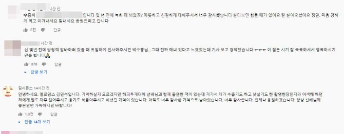 박수홍 유튜브 댓글 캡처.