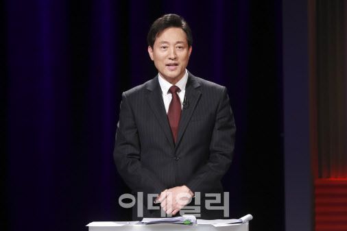 4.7 서울시장 보궐선거 오세훈 국민의힘 후보가 29일 밤에 열린 TV토론회에서 발언하고 있다.(사진=국회사진취재단)