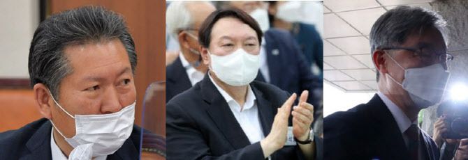 왼쪽부터 정청래 더불어민주당 의원, 윤석열 전 검찰총장, 최재형 전 감사원장. (사진=이데일리DB, 연합뉴스)