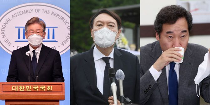 이재명 경기도 지사, 윤석열 전 검찰총장, 이낙연 전 대표 (사진=연합뉴스)