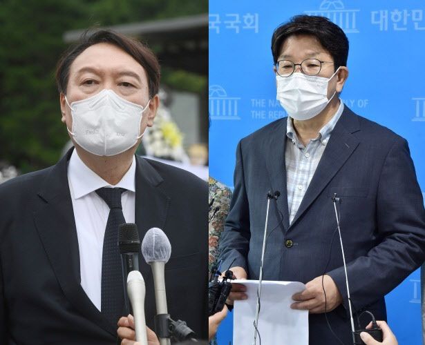 윤석열 전 검찰총장, 권성동 국민의힘 의원 (사진=연합뉴스)