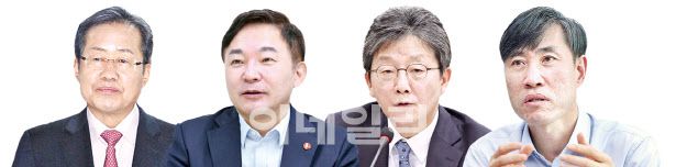 국민의힘 대선 경선버스 출발 한달을 앞두고 당내 주자들은 각자 공약을 발표하며 대권행보에 속도를 내고 있다. 왼쪽부터 국민의힘 대선 후보인 홍준표 의원, 원희룡 제주도지사, 유승민 전 의원, 하태경 의원.(사진=이데일리DB)