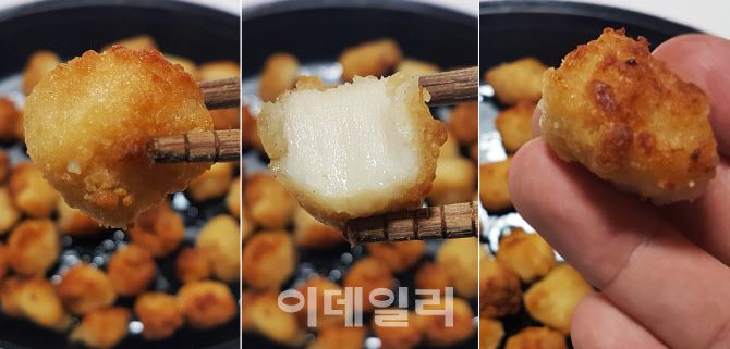 구슬 오징어튀김은 한입에 먹기 좋도록 구슬같이 작은 조각으로 제조했다.(사진=김범준 기자)