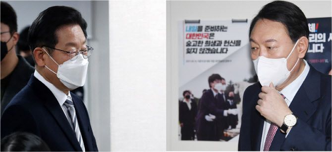 이재명(왼쪽) 더불어민주당 대선 후보와 윤석열 국민의힘 대선 후보. (사진=연합뉴스)