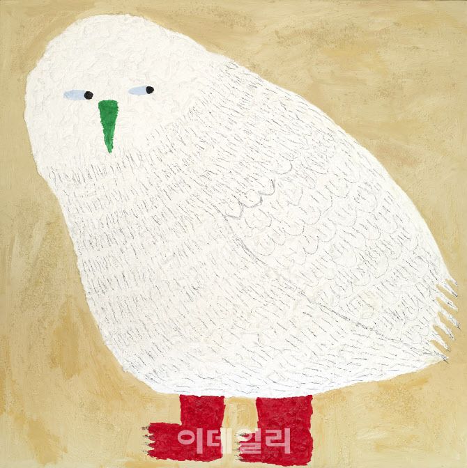김참새 ‘B-3’(2022), 나무에 다크페이퍼·오일, 130×130㎝(사진=롯데갤러리)