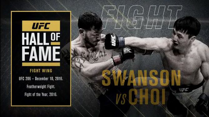 UFC 명예의 전당에 헌액된 최두호 대 컵 스완슨 경기. 사진=UFC