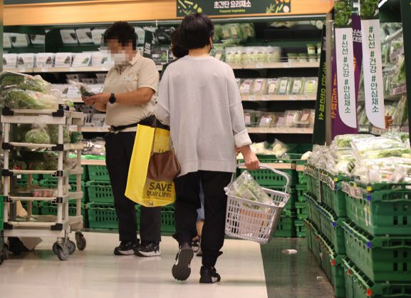 서울 시내 대형마트에서 한 소비자가 농산물들을 살펴보고 있다.(사진=연합뉴스)