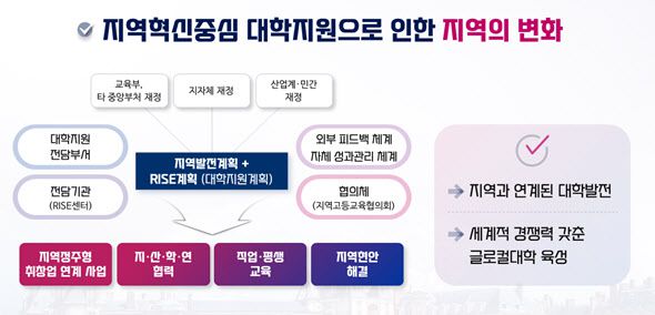 지역 혁신 중심 대학 지원으로 인한 기대 효과(자료: 교육부)