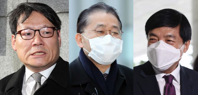 (왼쪽부터) 이광철 전 청와대 민정비서관, 차규근 전 법무연수원 연구위원, 이성윤 법무연수원 연구위원(전 서울고검장). (사진=연합뉴스)