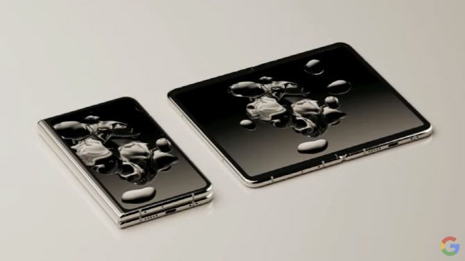 ‘픽셀 폴드’의 접었을 때, 펼쳤을 때 모습. (사진=구글 유튜브 캡쳐)