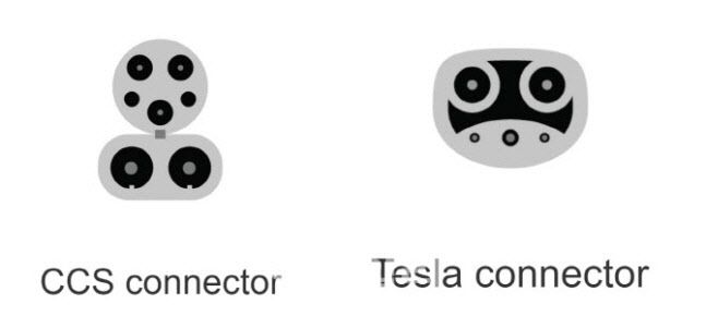 현재 북미와 유럽, 한국에서 채택하고 있는 전기차 급속 충전 규격인 CCS)(왼쪽)와 테슬라 방식인 NACS. (사진= 미 에너지부)