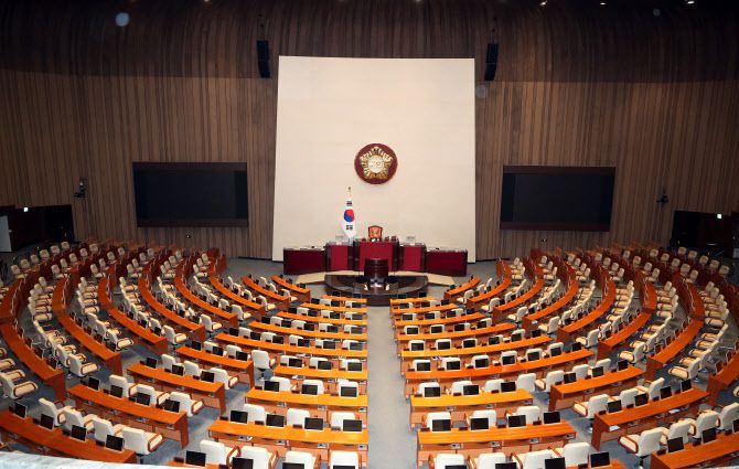 25일 오전 서울 여의도 국회 본회의장이 텅 비어있다. 이재명 더불어민주당 대표 체포동의안 가결 여파로 이날 본회의 개의는 무산됐다.(사진=뉴시스)