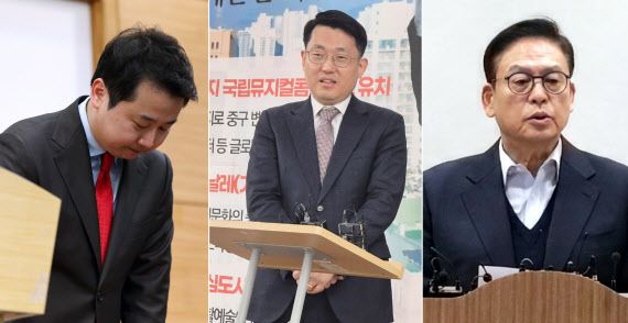 (사진 왼쪽부터) ‘막말 논란’으로 국민의힘에서 공천이 취소된 부산 수영 선거구 후보 장예찬 전 국민의힘 청년최고위원, 대구 중·남 후보 도태우 변호사, 충북 청주상당 후보 정우택 국회부의장.(사진=연합뉴스)