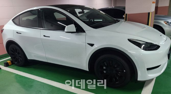 테슬라 모델 Y 스탠다드 후륜구동(RWD) 모델 측면. (사진=이데일리 이다원 기자)