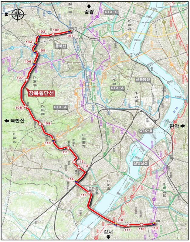 강북횡단선 노선도. (자료=서울시)
