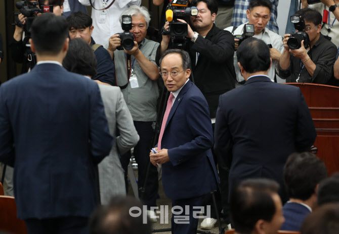 추경호 국민의힘 원내대표가 11일 오전 서울 여의도 국회에서 열린 의원총회에 참석하고 있다.(사진=이데일리 노진환 기자)