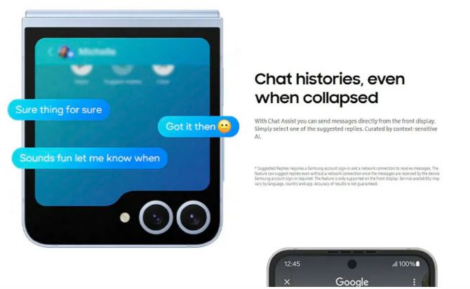 플립6 커버 화면에서 채팅 어시스턴트를 활용해 메시지를 보낼 수 있게 될 전망이다. (사진=에반 블래스)