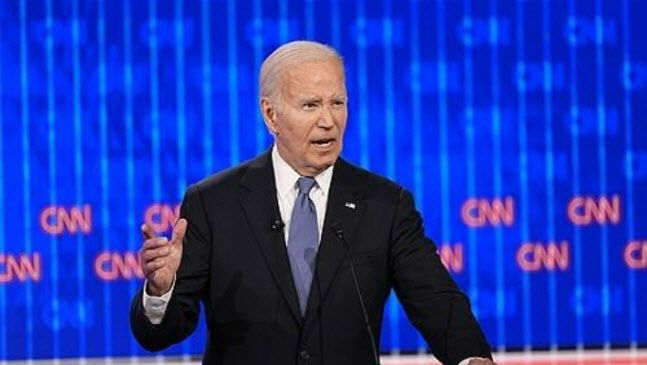 대선 TV토론에서 말하고 있는 조 바이든 대통령.(사진=연합뉴스)