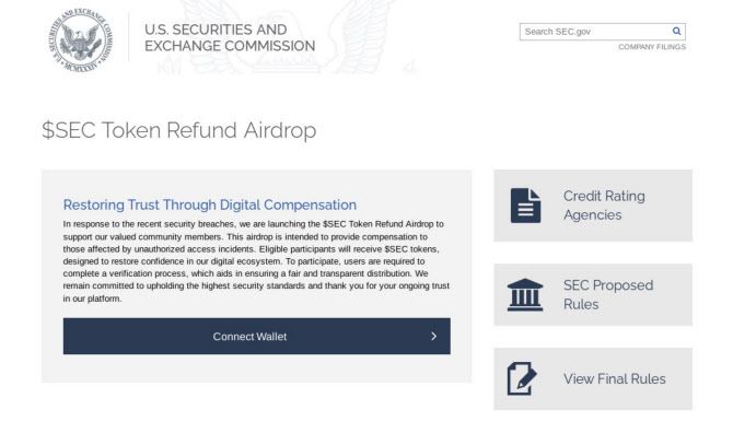 SEC를 사칭한 ‘크립토 드레이너’ 홈페이지(사진=체이널리시스)