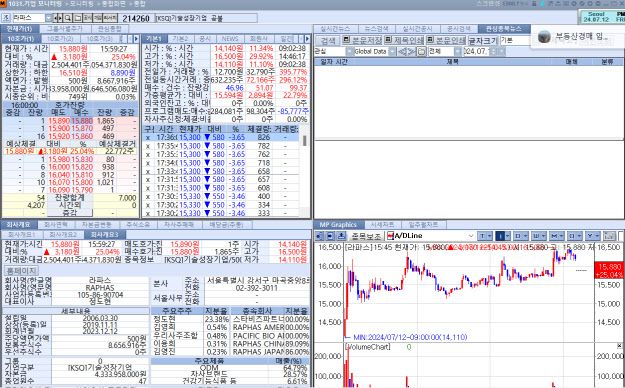 12일 라파스 주가 추이. (갈무리=KG제로인 엠피닥터)