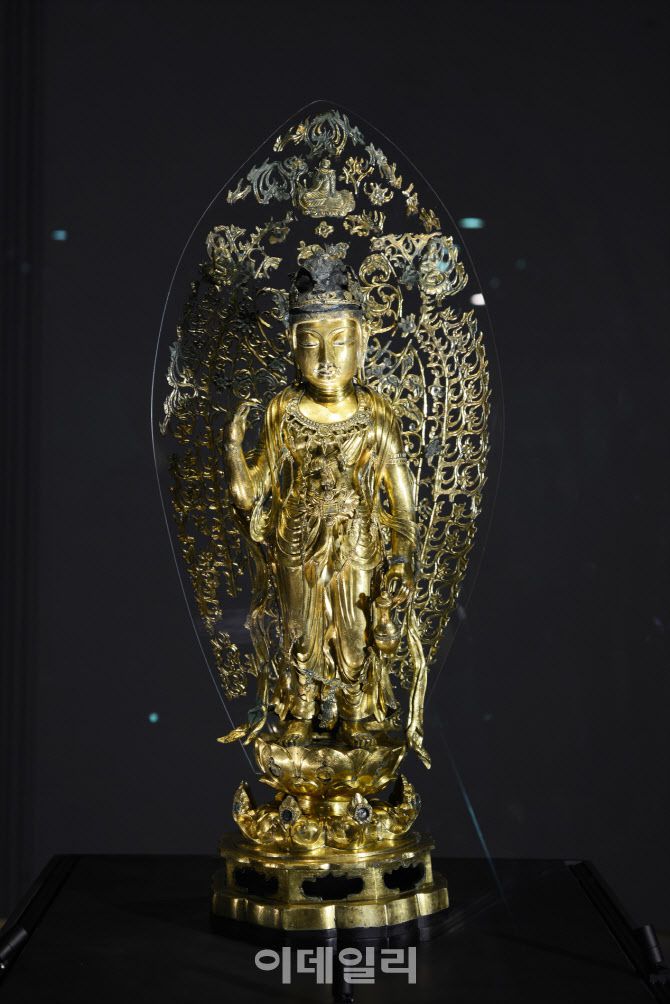 국가지정유산 보물로 지정된 ‘양양 선림원지 출토 금동보살입상’. (사진=국가유산청)