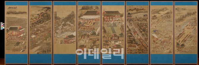 미국 피바디에섹스박물관 소장 ‘평안감사도과급제자환영도’ 병풍 보존처리 후 모습. (사진=국외소재문화유산재단)