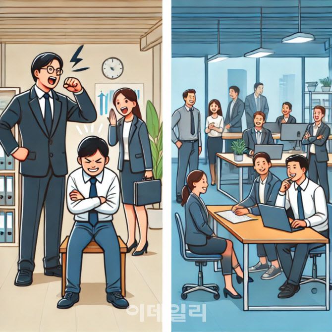 직장 내 갑질 문화가 개선되는 모습을 표현한 이미지.(사진=ChatGPT)