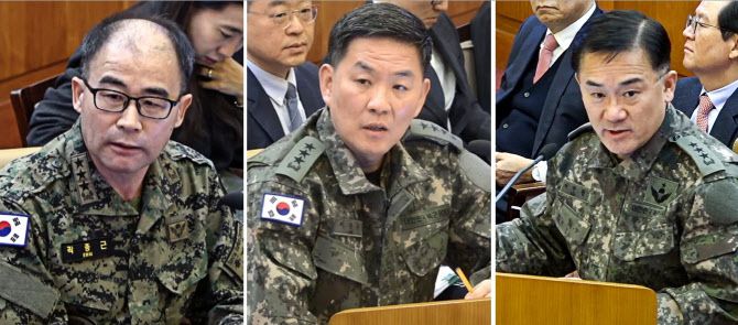 12.3 비상계엄 당시 윤석열 전 대통령 명령에 따랐다가 내란 중요임무종사자 혐의로 구속기소된 곽종근 전 육군특수전사령관, 이진우 전 육군수도방위사령관, 여인형 전 국군방첩사령관. 사진은 윤 전 대통령 탄핵심판에 증인으로 출석했을 당시 모습. (사진=헌법재판소)