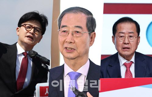 왼쪽부터 한동훈 전 국민의힘 대표, 한덕수 대통령 권한대행 겸 국무총리, 홍준표 전 대구시장(사진 = 이데일리)