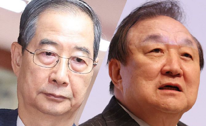 한덕수 대통령 권한대행, 정대철 헌정회장 (자료=연합뉴스)
