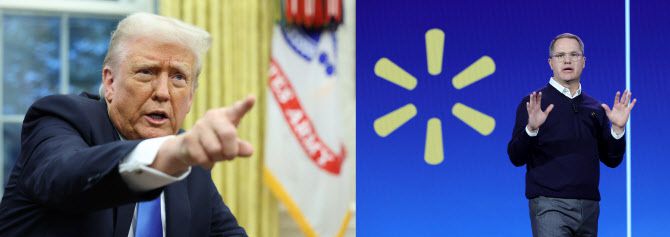 도널드 트럼프 대통령과 더그 맥밀런 월마트 CEO(사진=AFP)