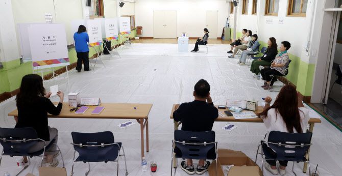 제21대 대통령선거일인 3일 오후 서울 중구 장충초등학교에 마련된 다산동 제2투표소가 한산한 모습을 보이고 있다. (사진=뉴시스)