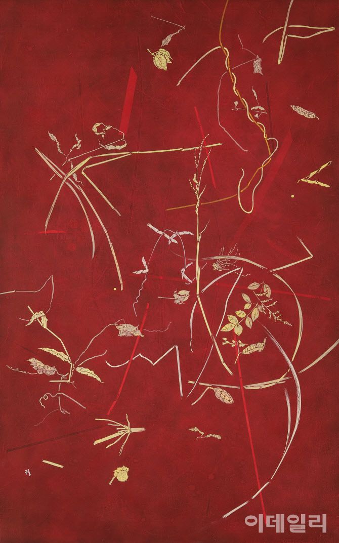 김진관 ‘달개비’(2025), 광목에 채색, 175×110㎝(사진=한벽원미술관)