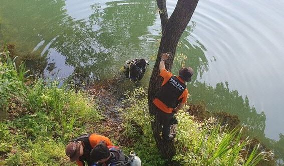 A씨 발견된 청주 명암저수지 수색 현장. (사진=뉴시스)